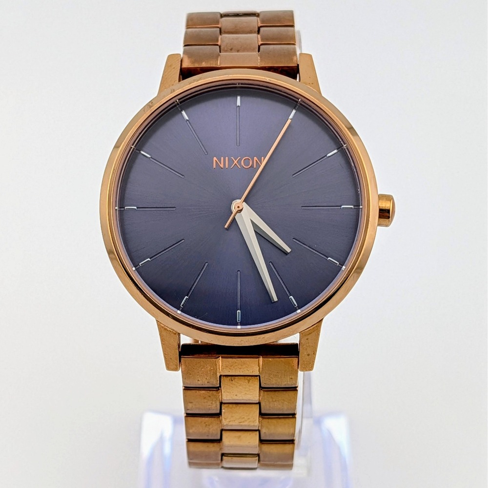 Nixon The Kensington Women's Rose Gold Tone Purple Sunray Dial Quartz Watch 37mm